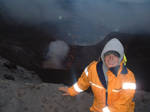 Amanda on the rim of Mt. Yasur volcano in Tanna, Vanuatu
