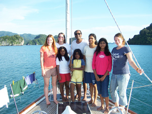 Joe and his family on board Faith for a couple of days in Langkawi, Malaysia