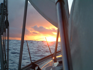 Sunset on our first passage