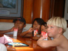 Gregg II watching movie with Kuna children in Panama
